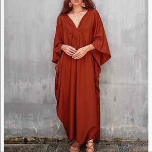 NEW Burnt Orange Batwing Sleeve Kaftan Cover Up